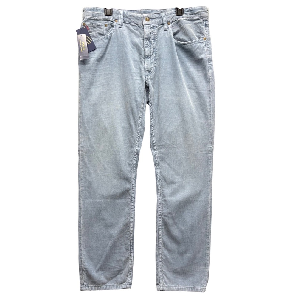 Polo Ralph Lauren Varick Slim Straight Corduroy Pants Light Blue Mens 36x30 NEW
